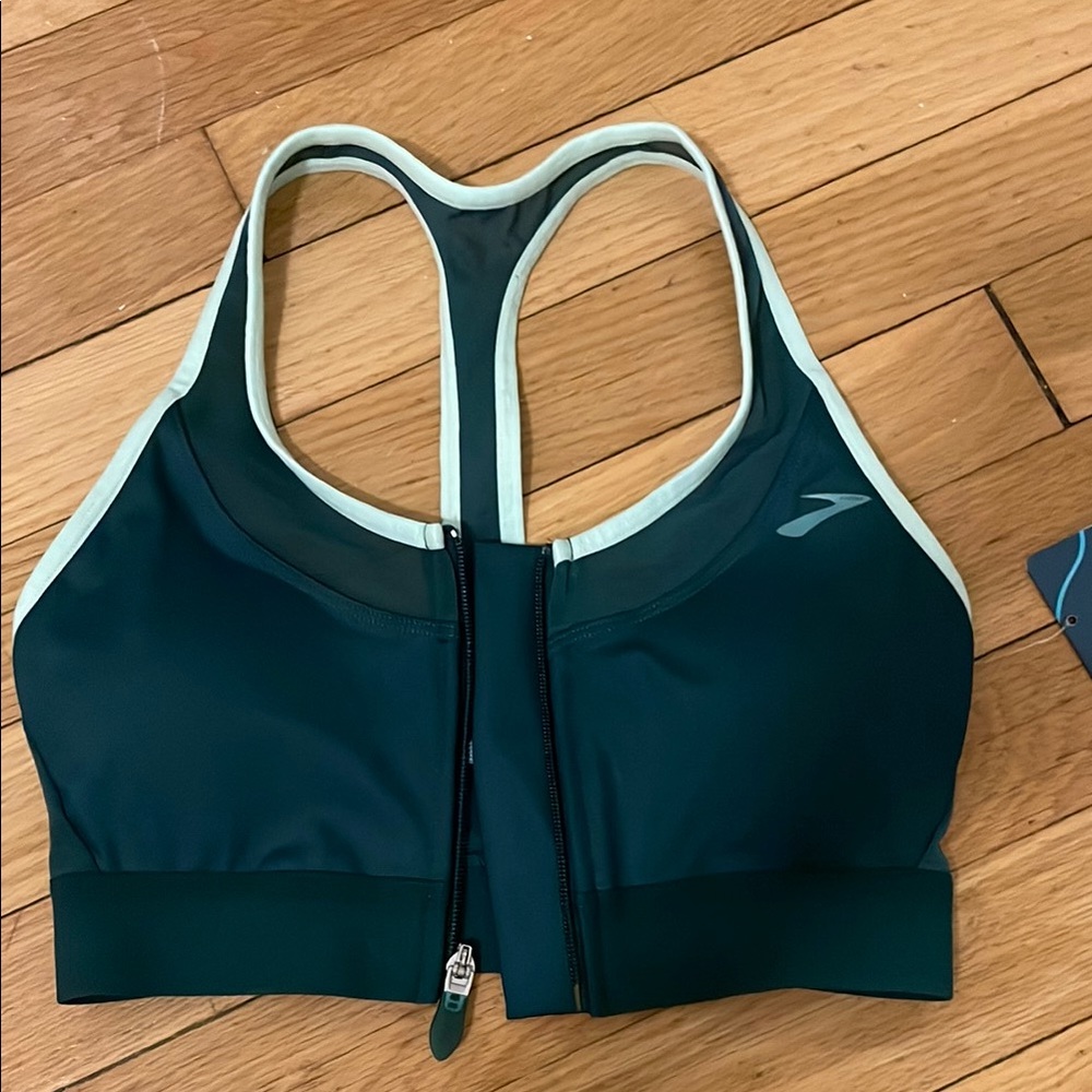 NWT Brooks Racerback Zip Sports Bra - Picture 2 of 5